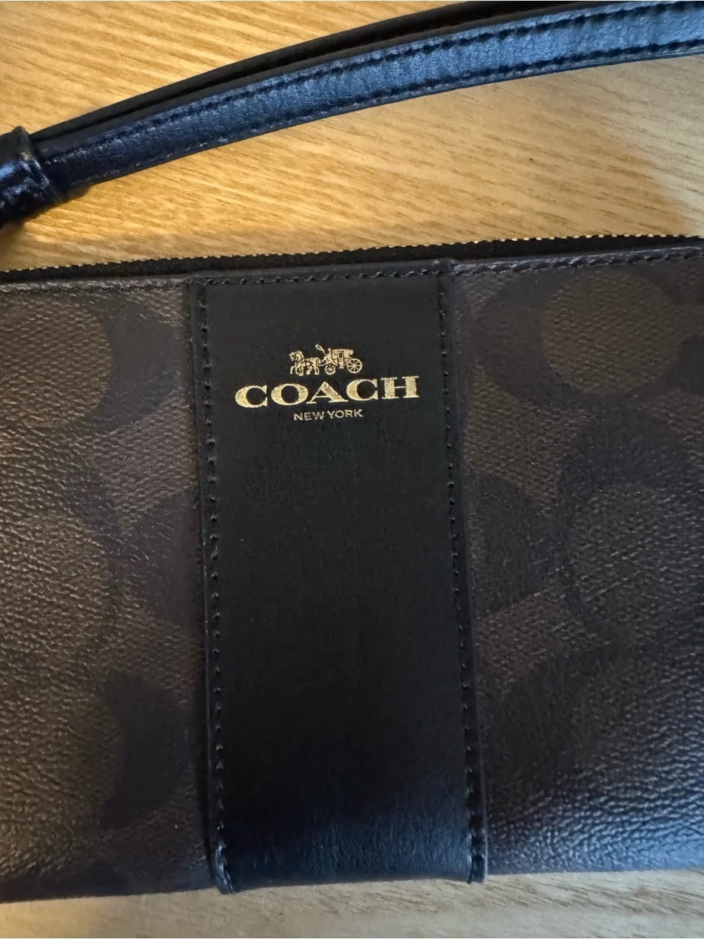 Coach Brown & Black Signature Wristlet